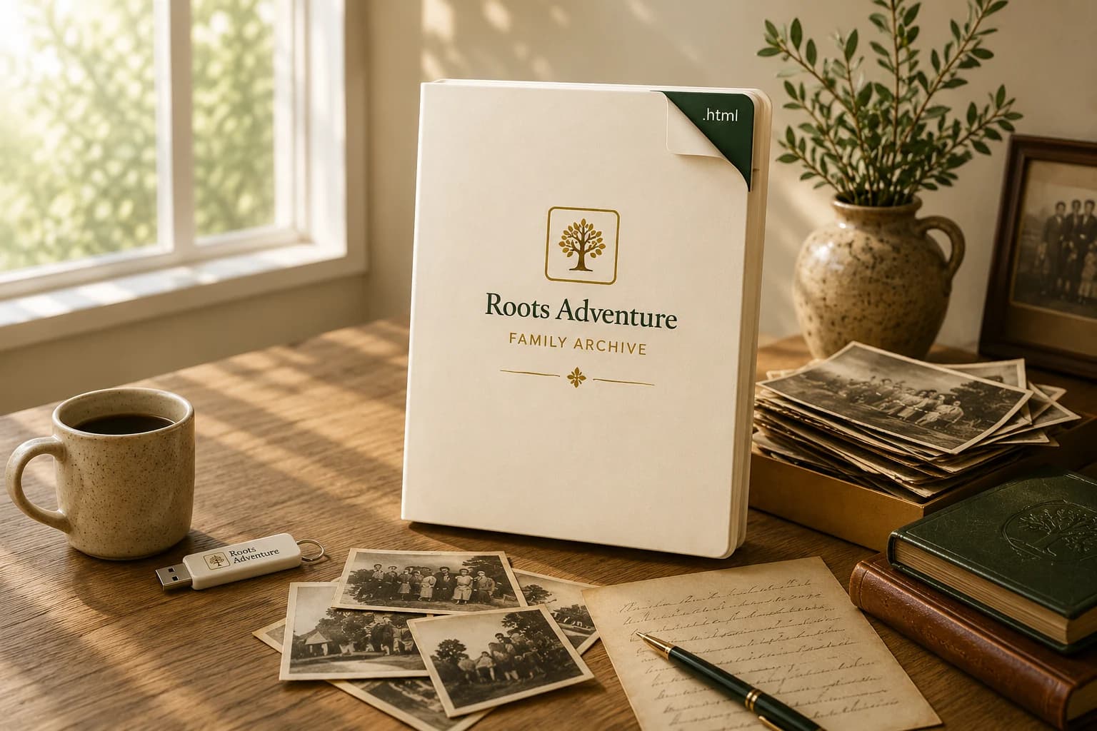 Roots Adventure family archive shown as one portable HTML file.